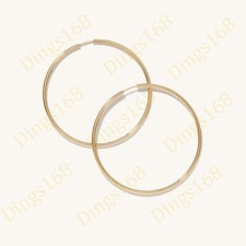 Real 18K Yellow Gold Filled Nickel/Lead-Free 50mm/2" Large Endless Hoop Earrings