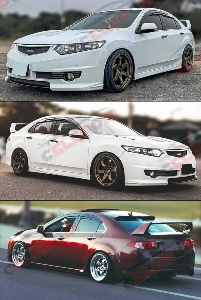 Viseras de ventana para Acura TSX CU2 2009-2014 sedán JDM ondulado estilo Mugen protectores de lluvia Foto 3 de 4