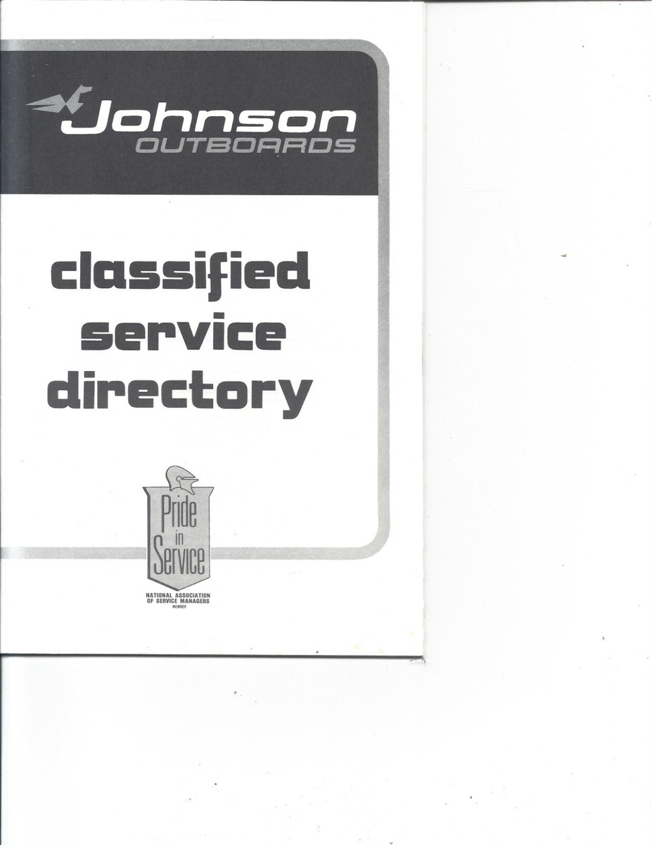 1976 Johnson Outboards Classified Service Directory Part No