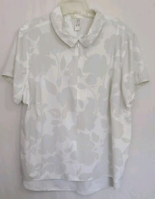 SPANX PLUS Women's 2X White Sunshine Floral SS 1/4 Zip Top  shaping toning