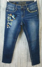 VIGOSS Girls THE JAGGER ANKLE SKINNY Low Dark Open Jean Floral 25x23 Size 12