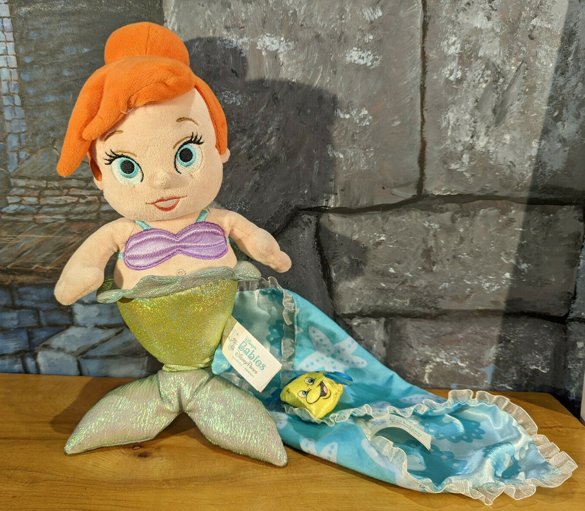 Disney Babies Ariel Little Mermaid Baby Stuffed Plush with Blanket
