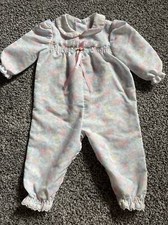 Vintage Baby One Piece USA Made 12 Month Party Floral Lace Pink Ribbons Envy