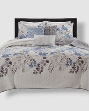 Madison Park Blue Luna 6-Pc. Floral Reversible Quilt Coverlet Set Full/Queen