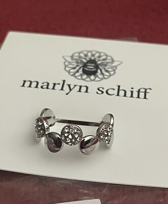 Marlyn Schiff Disc Pave Adjustable Ring - Silver 