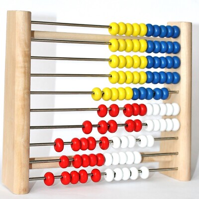 Idena Holz Zähl-Rahmen Abakus Rechenbrett  Rechen-Schieber 100 Perlen Abacus