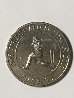 2001 Australian Queen Elizabeth II 20 Cents Coin Sir Donald