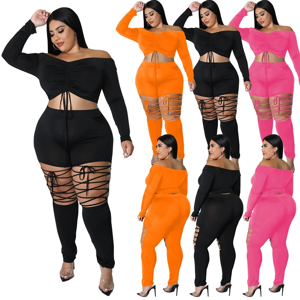 Plus size two hotsell piece club outfits