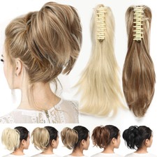 Bendable Messy Bun Hair Piece Claw Clip Ponytail Straight Curly Updo Extensions