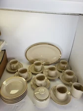 Lot of 17 Kun-Lun Tea Cup & Saucer-Cream ,6 small plates , and large plate,sugar