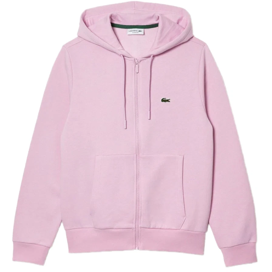 Men s Lacoste Pink Kangaroo Pocket Fleece Hoodie Sweatshirt eBay