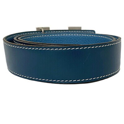 Hermes H Belt Blue Silver Constance Good Condition Leather Hermes H Belt Blue Silver Constance Good Condition Leather
