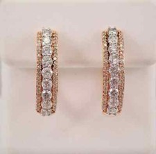 1.50Ct Created D/VVS1 Diamond Huggie Hoop Women's Earrings In 14K Rose Gold Over