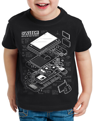 Switch Blaupause Kinder T-Shirt pro gamer konsole joy-con super mario kart zelda