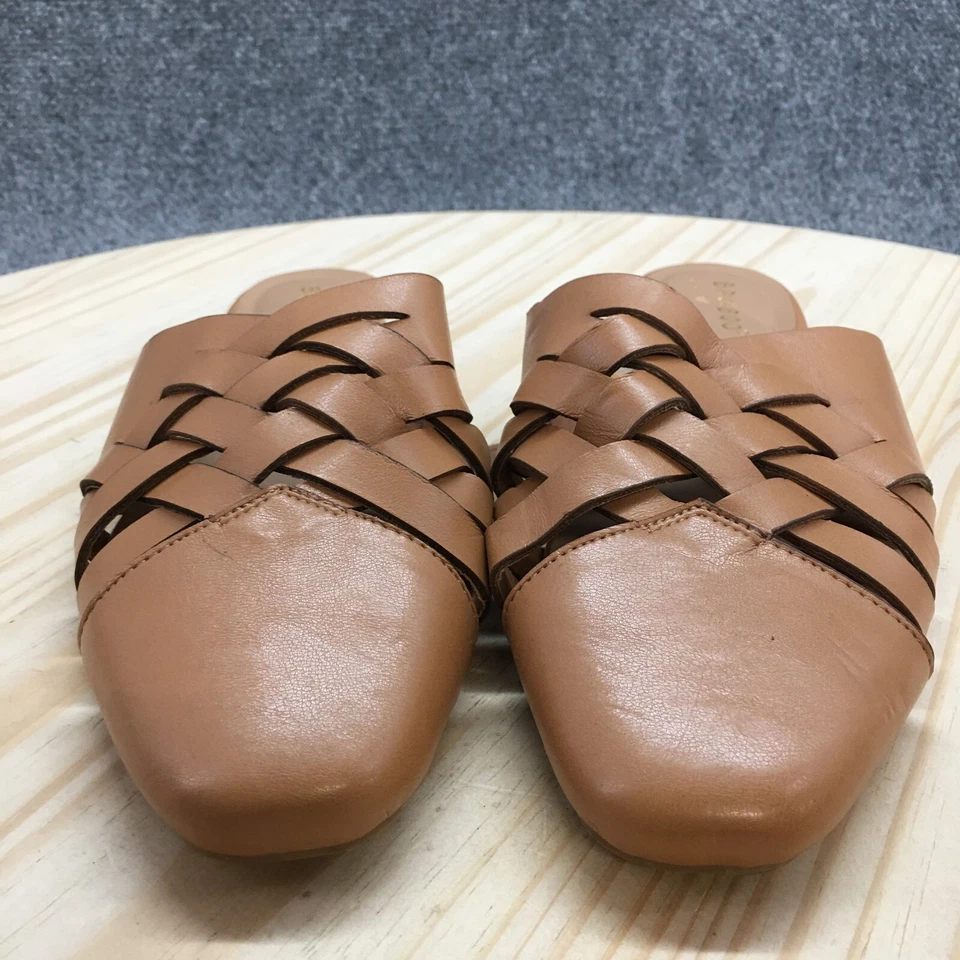 Sandalia de bambú sin cordones para mujer 9 marrón barrido 16 punta cerrada informal imitación cuero Foto 4 de 4