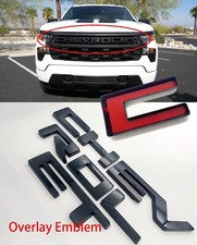 Overlay Letters Emblem Fits Chev Silverado Custom Front Grille 2022 2023 Black