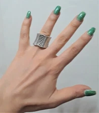 Pron Fashion Cocktail Statement Bobble Celtic Silver Clear Tube Stretch Crystal