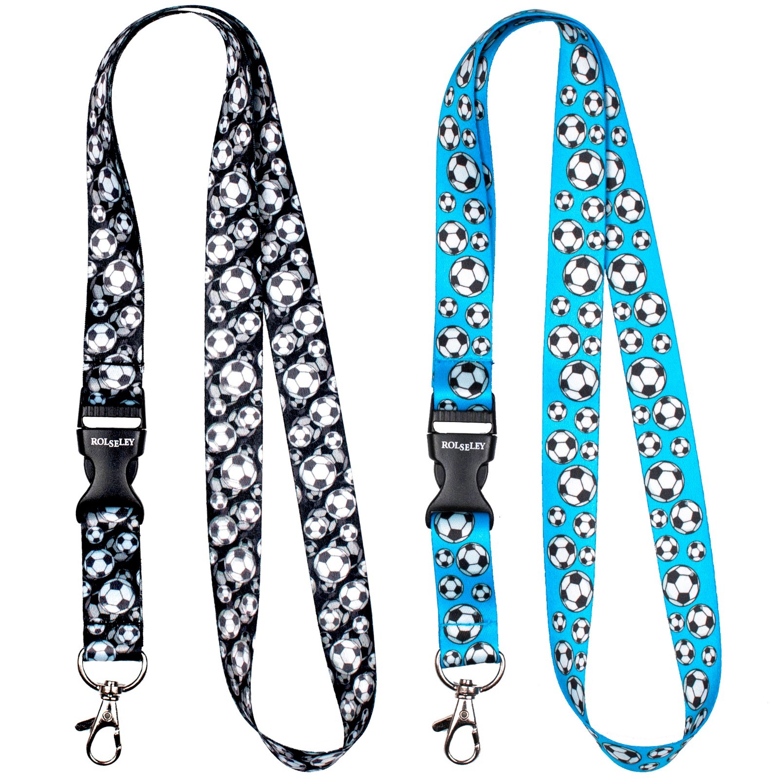 Pack of 3 Rolseley Football Patterned Lanyard Neck Straps with Metal
