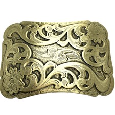 Spray Solid Brass Copper Mens Belt Buckle Western Cowboy Vintage