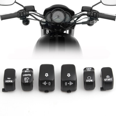 6X Handsteuerungs-Schalter kappe knopf schwarz für Harley Sportster Softail Road