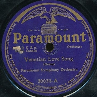 Paramount Symphony Orchestra - Venetian Love Song / Angels Dream Waltz 1918 Shel