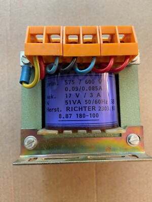 RICHTER 2303/93 887 180-100 51VA 50/60Hz SB /17V/3A /575/600V / 0.09/0.085A