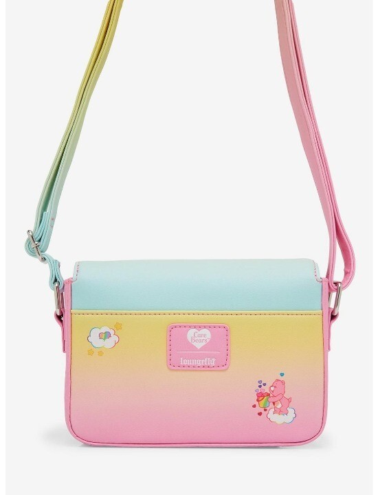 Loungefly Care Bears Rainbow Ombre Crossbody Bag Purse Clouds Heart