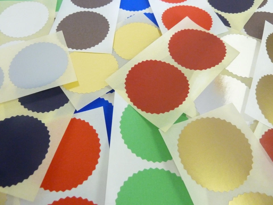 MINILABEL Mini Sticker Pack, 50mm Serrated Certificate Wafer Seals Labels, Awards, Legal