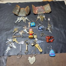Vtg Lot of 38 various keys padlock door cabinet machine skeleton keychains