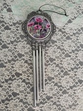 Vintage Judy Buswell Poppies Flowers Wind Chimes Pewter Ceramic Carson