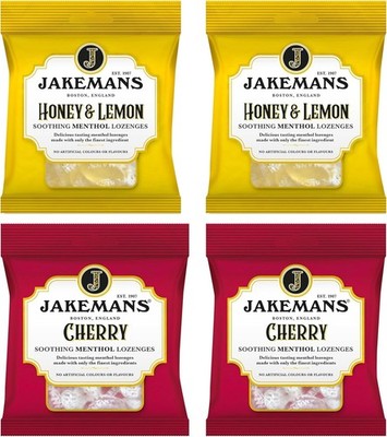 Jakemans Menthol Hustentropfen (4 Stück) 2 x Honig & Zitrone 2 x Kirsche