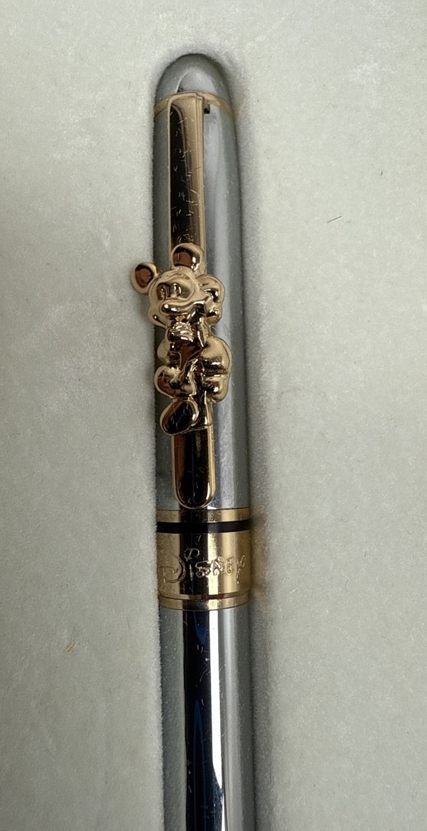 Vintage Disney Store Exclusive Mickey Ball Point Pen Silver Gold