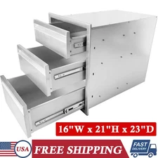 3-Layer Outdoor Kitchen Drawer Stainless Steel Flush Mount BBQ Drawers Chest