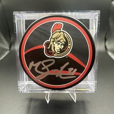 MATHIEU JOSEPH SIGNED AUTOGRAPHED OTTAWA SENATORS HOCKEY PUCK W/ CASE COA