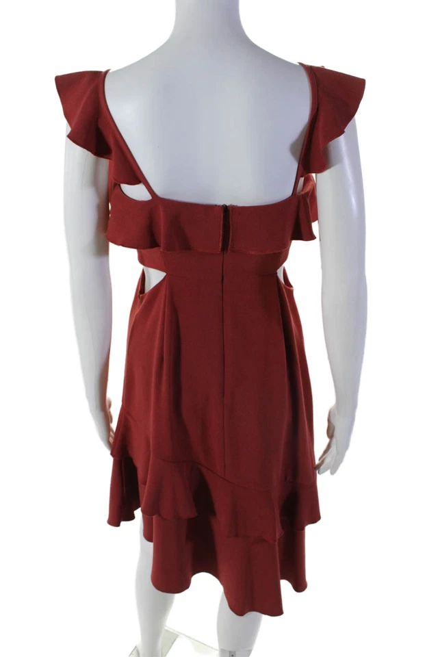 Vestido Endless Rose para mujer con volantes recorte asimétrico rojo talla XS Foto 3 de 4