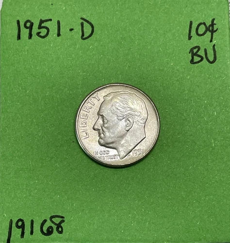 1951 D Roosevelt Dime 10c BU Uncirculated Mint State 90% Silver