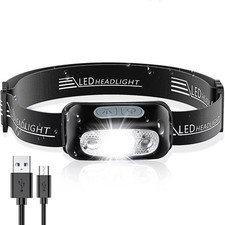 Head Torch Rechargeable Super Bright LED Headlamp 250 Lumens Motion