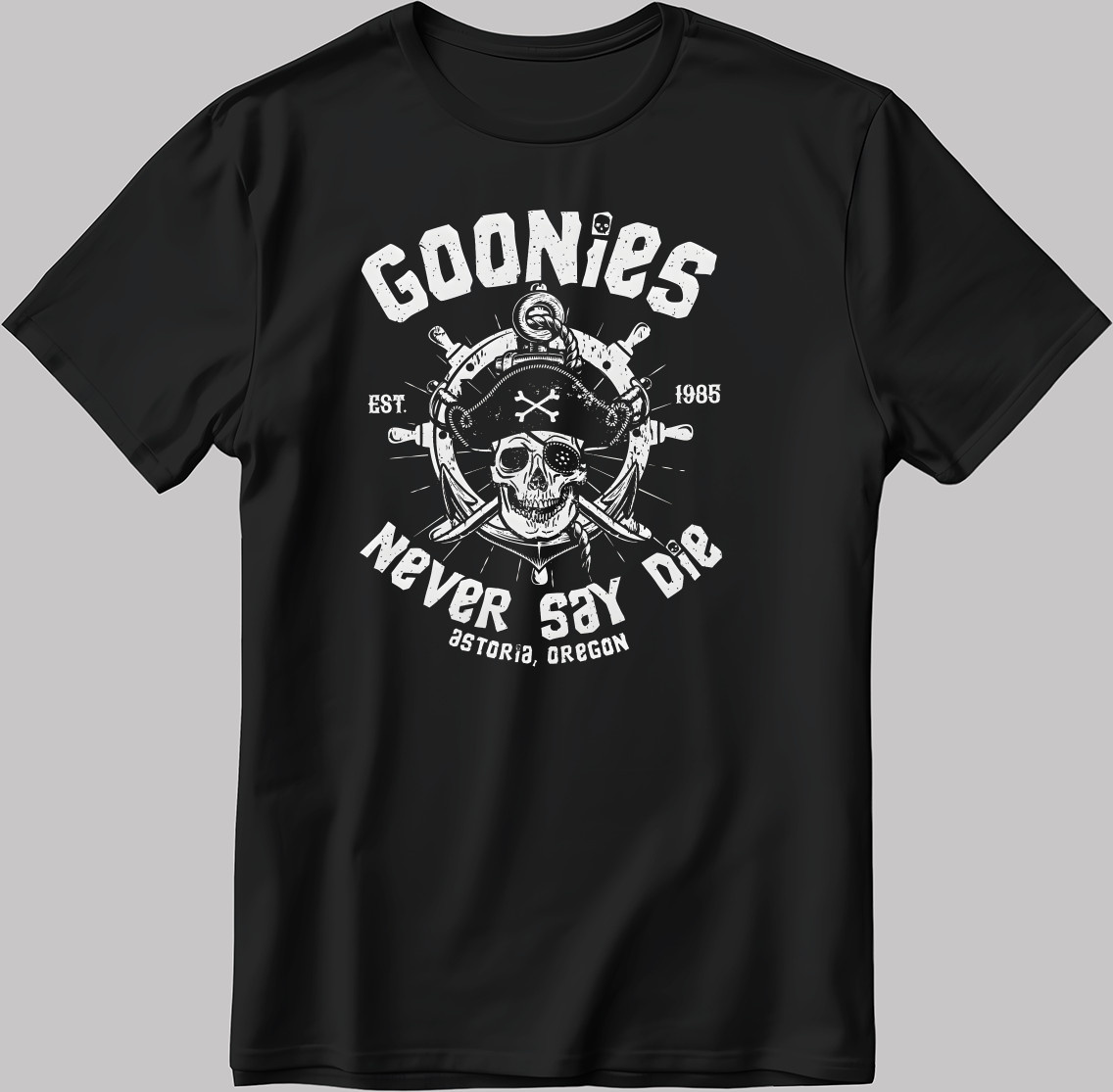Nueva Camiseta Logo Distressed The Goonies Never White-Negro Hombre/Mujer KA107