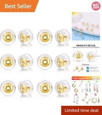 18K Gold Hypoallergenic Earring Backs - Secure Silicone Replacements, 12 PCS