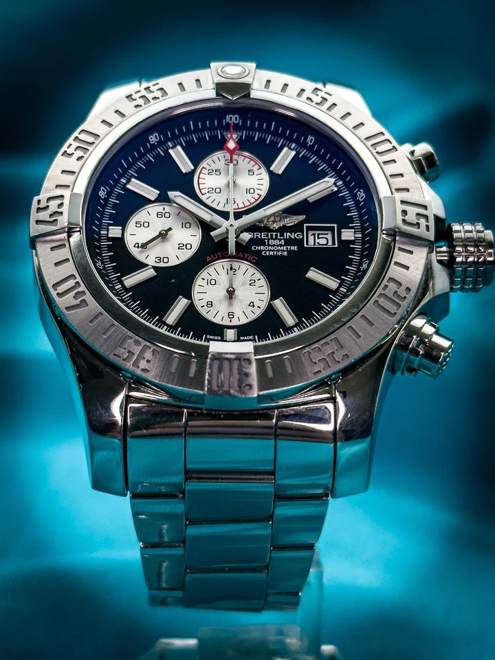 BREITLING SUPER AVENGER II BLACK DIAL STAINLESS STEEL WATCH A1337111/BC29 - Image 2 of 4