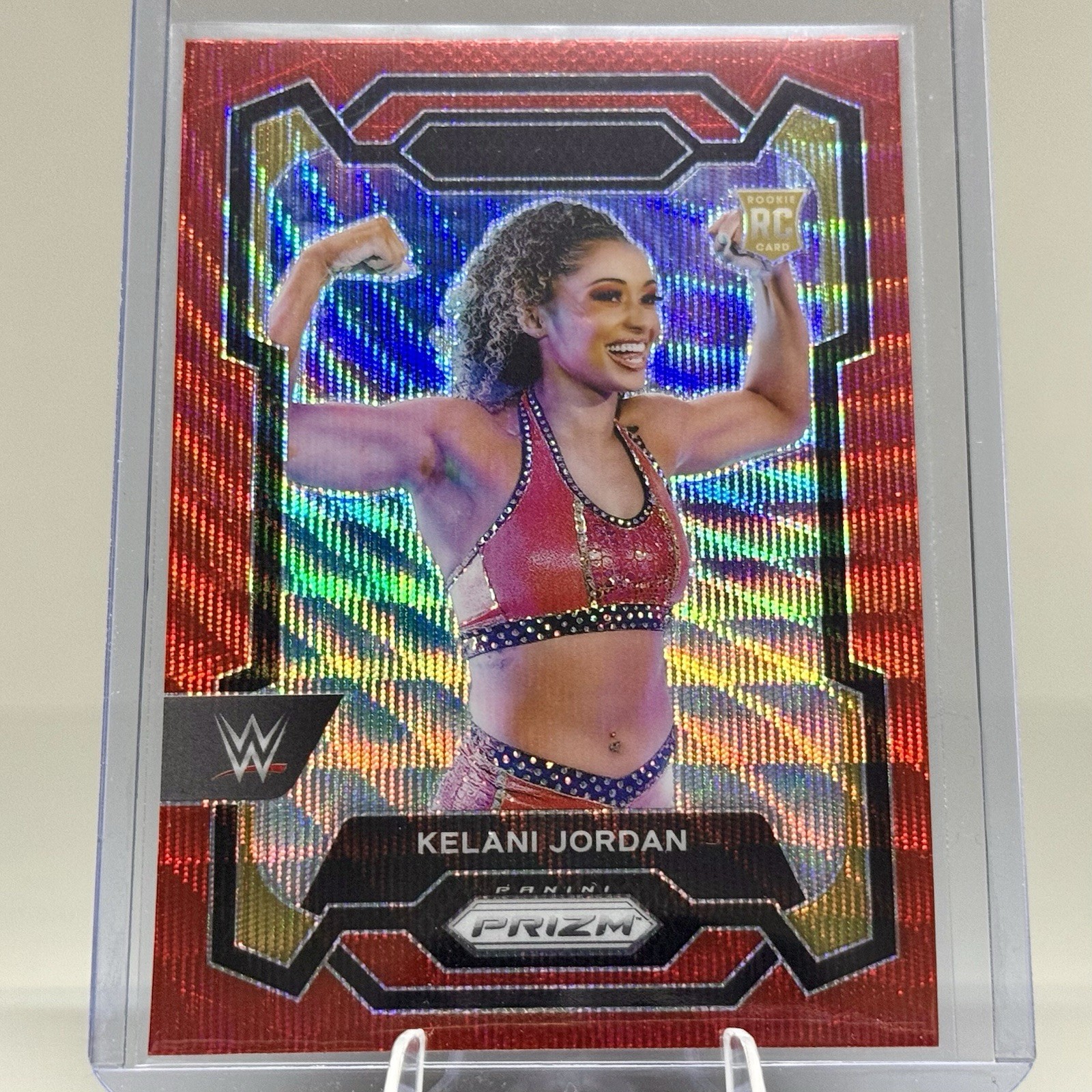 2024 Panini Prizm WWE Kelani Jordan #127 RC Ruby Red Wave Prizm SP - ROOKIE