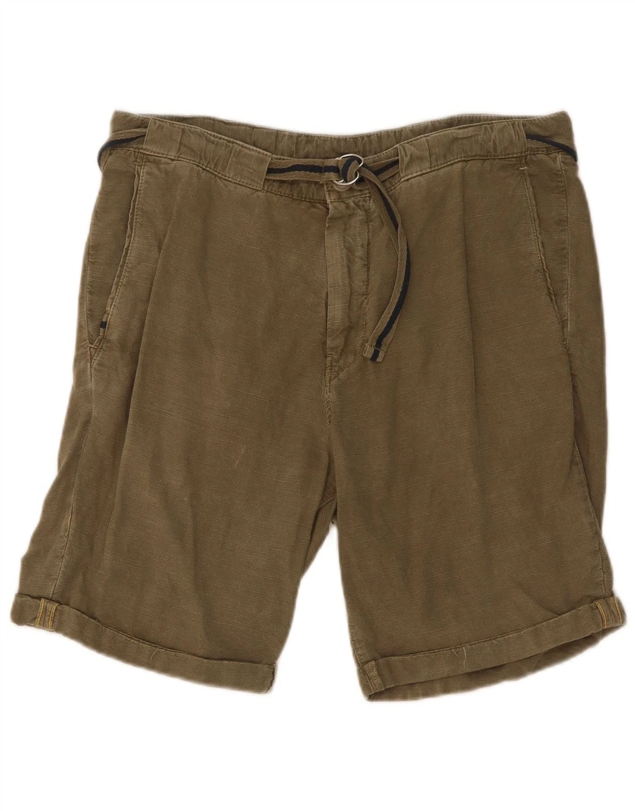 Zara Mens Chino Shorts EU 40 Medium W31 Khaki Cotton AZ04