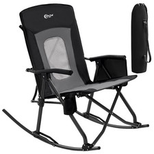 Oversized Folding Rocking Camping Chair Portable 400 lbs Black