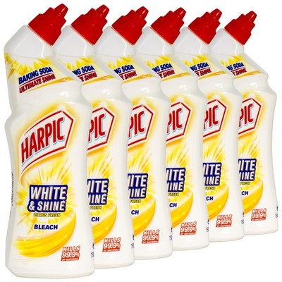 (5,91 EUR/l) 6x HARPIC White & Shine Bleach Citrus WC-Reiniger 750ml