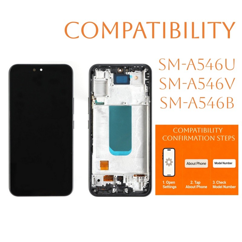100% For Samsung Galaxy A54 5G SM-A546U A546V/B LCD Touch Screen Digitizer Frame