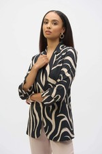 Joseph Ribkoff Black/Parchment Abstract Print Blazer Jacket 252152