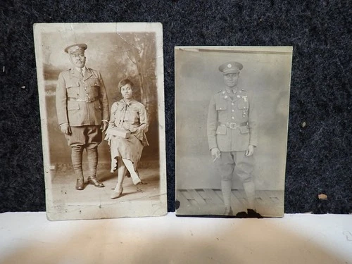 2 VINTAGE WW1 AFRICAN AMERICAN MILITARY SOLDIERS PHOTOS