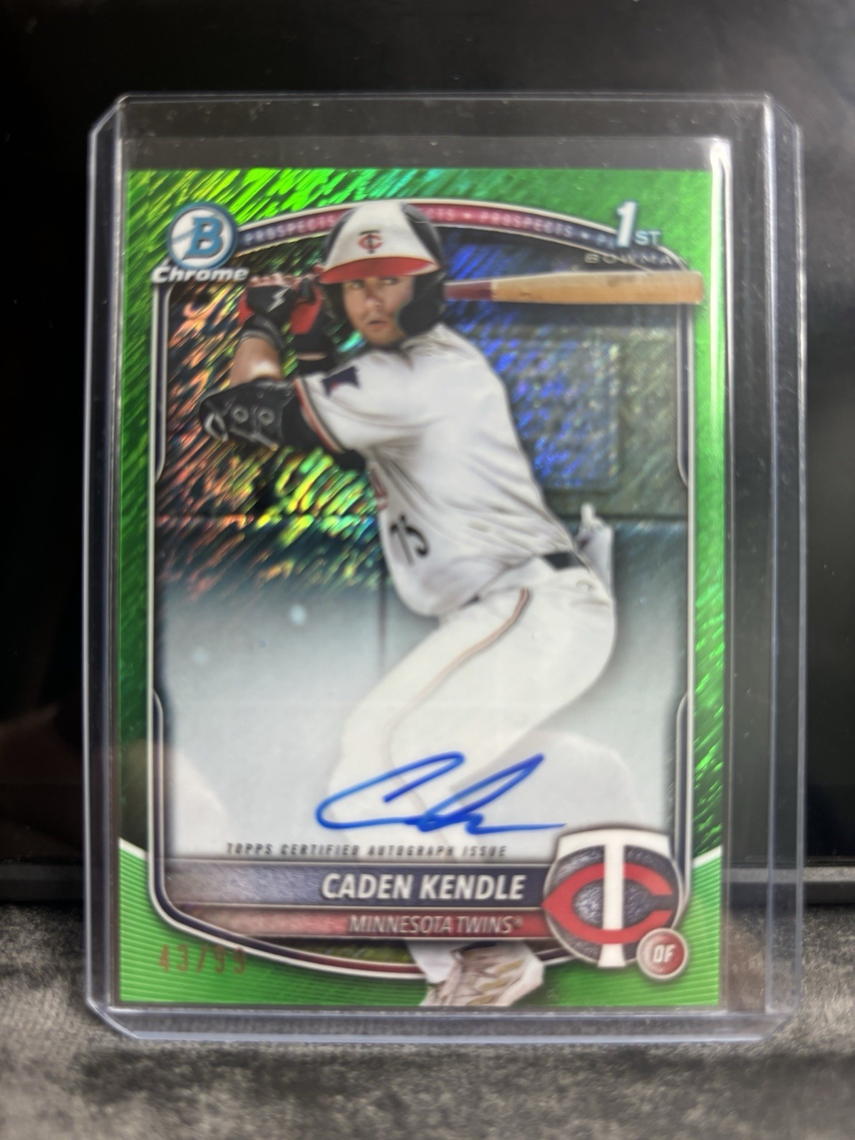 2025 1st Bowman Chrome Prospects Green Shimmer Caden Kendle Autograph /99 Auto