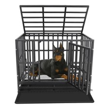 37" Heavy Duty Dog Crate Cage Kennel Metal Pet Crate Indoor Outdoor Pet Kennel