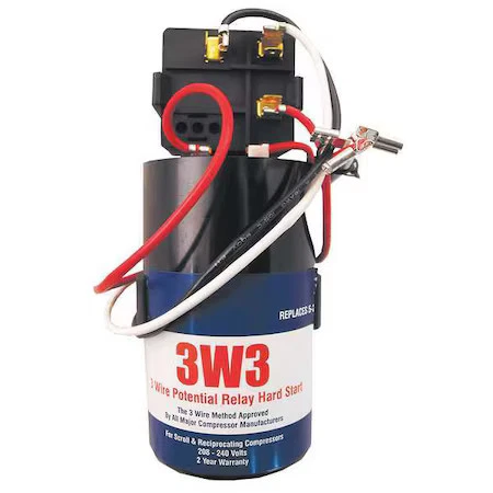 Supco 3W3 Hard Start Kit, Potential Relay, Start Capacitor, 208 To 240, Single,